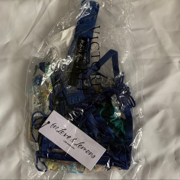 For Love And Lemons Wrap Ikat Embroidered Bralette Jade XL NEW - Picture 5 of 7